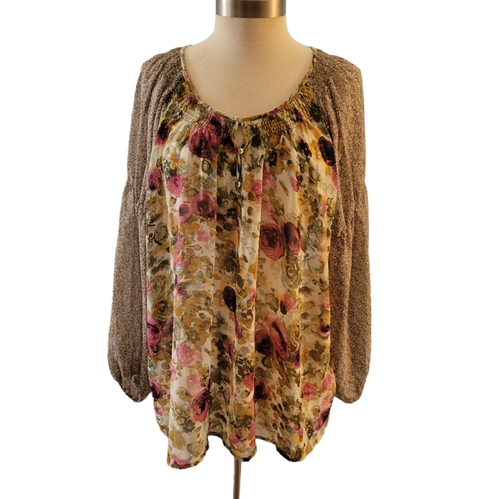 Mystree Sheer Floral Blouse Sz Large